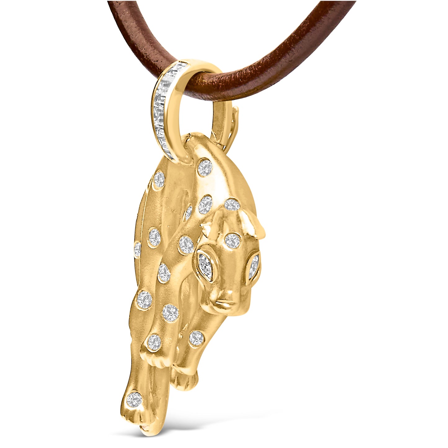 Collier Pendentif Chat en Diamant 18K avec Fini Mat