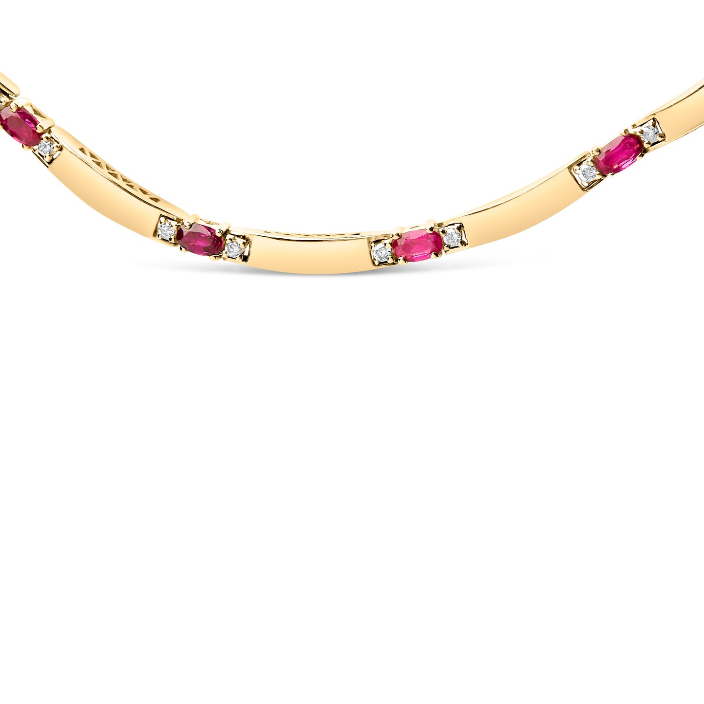 14K Yellow Gold Ruby and Diamond Link Necklace