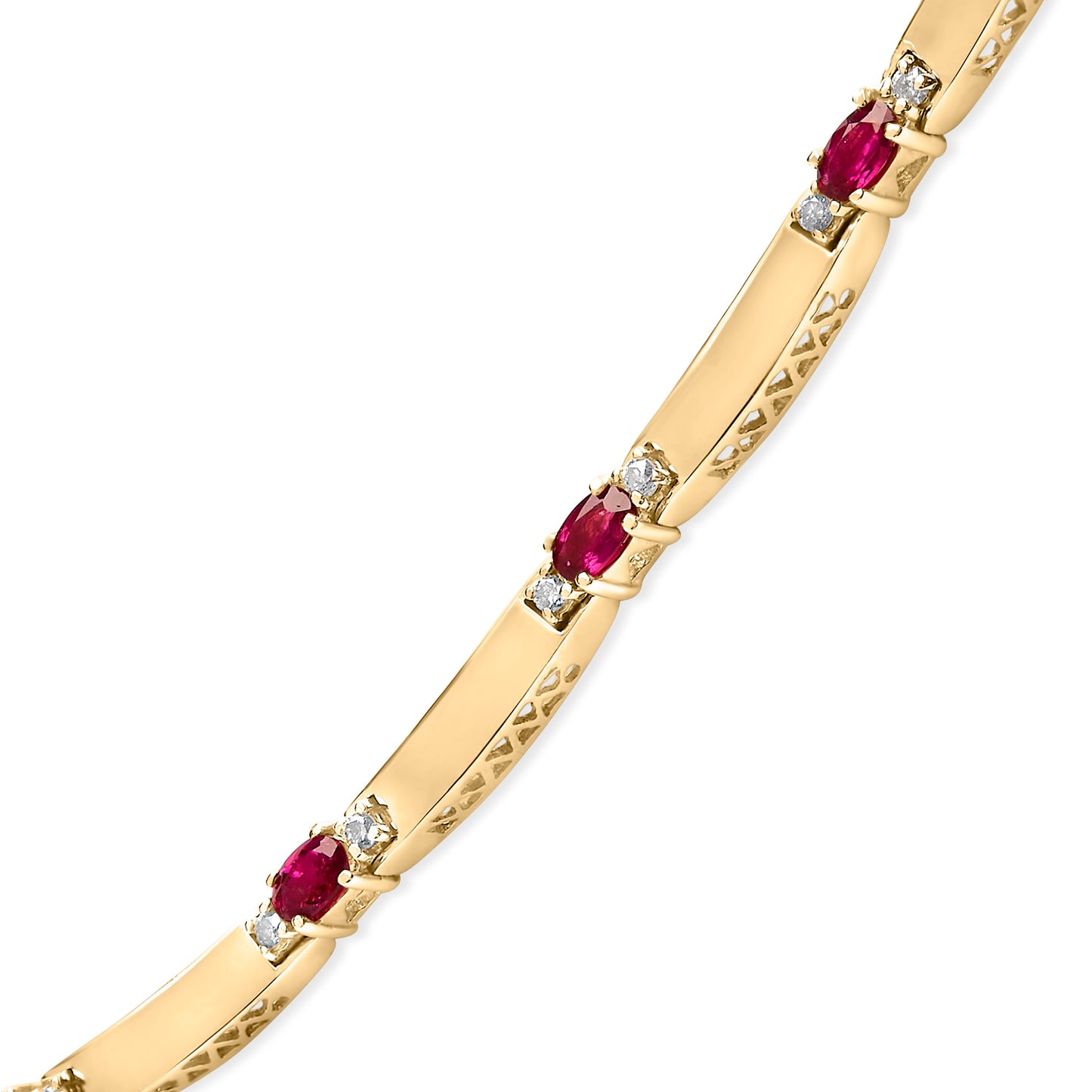 14K Yellow Gold Ruby and Diamond Link Necklace