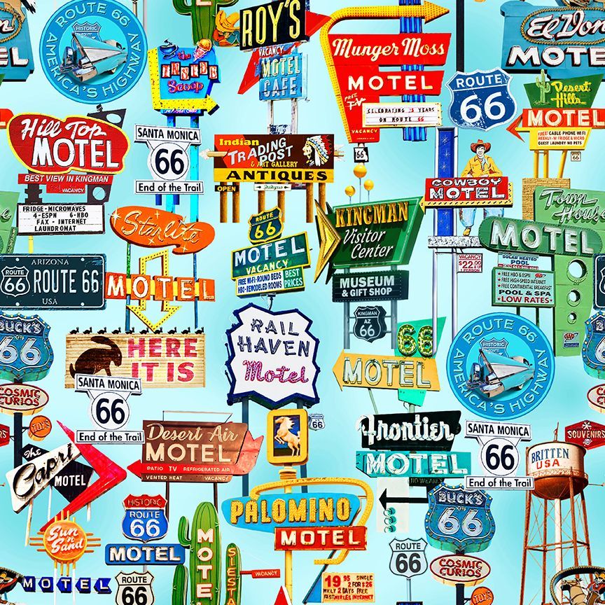 Tissu en coton Blue Route 66 - 44"/45" par yard