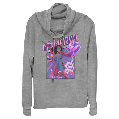 Junior's Marvel Fist Panel Cowl Neck Sweatshirt