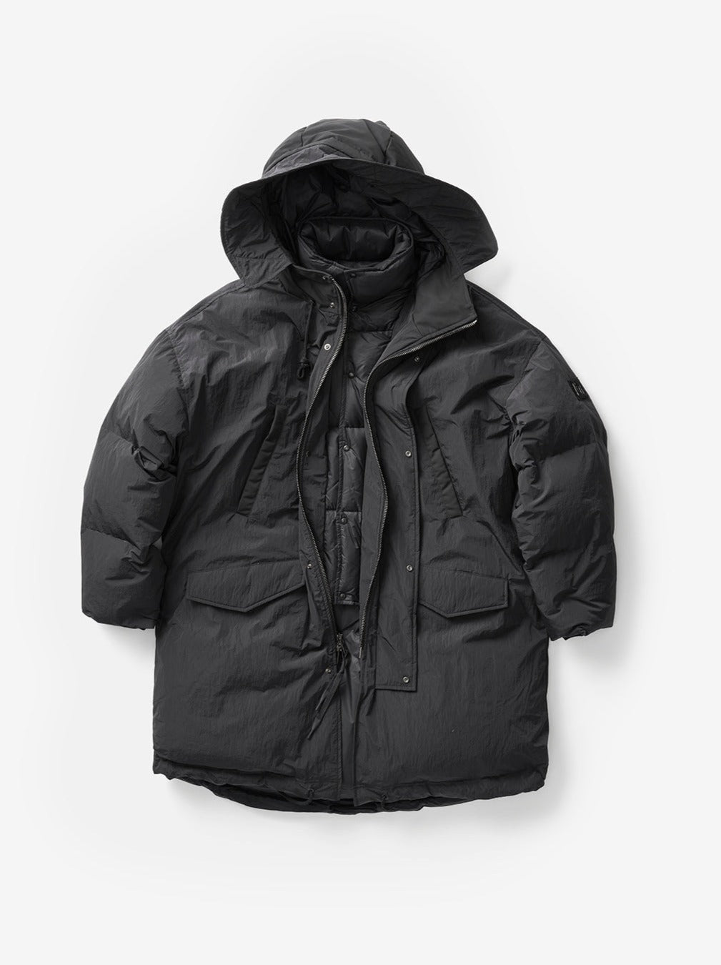 Long Down Puffer Jacket - Black