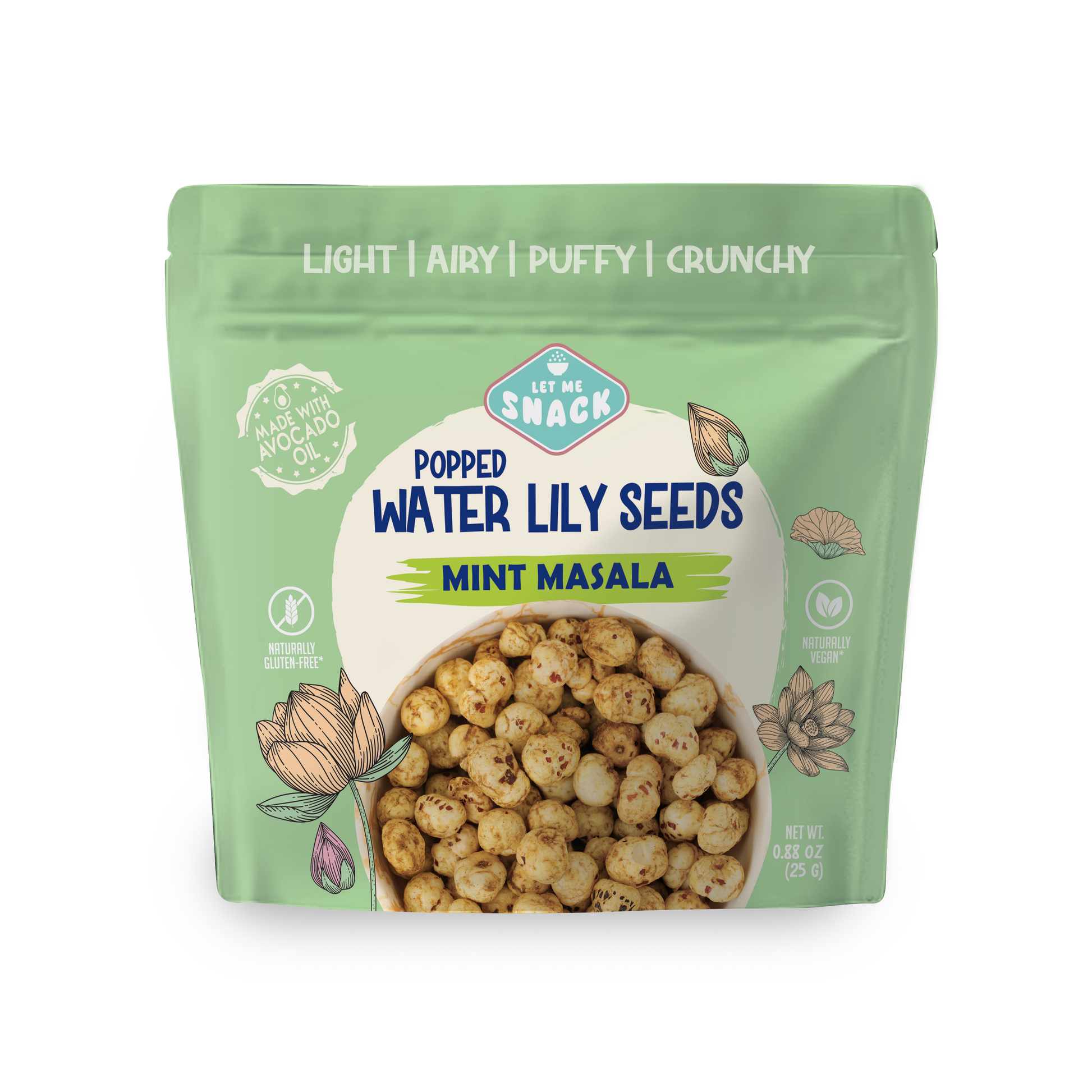 Mint Masala Popped Water Lily Seeds – Vegan, Gluten-Free Snack - Korvel