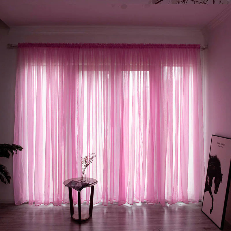 Simple Modern Solid Color Gauze Curtain for Balcony