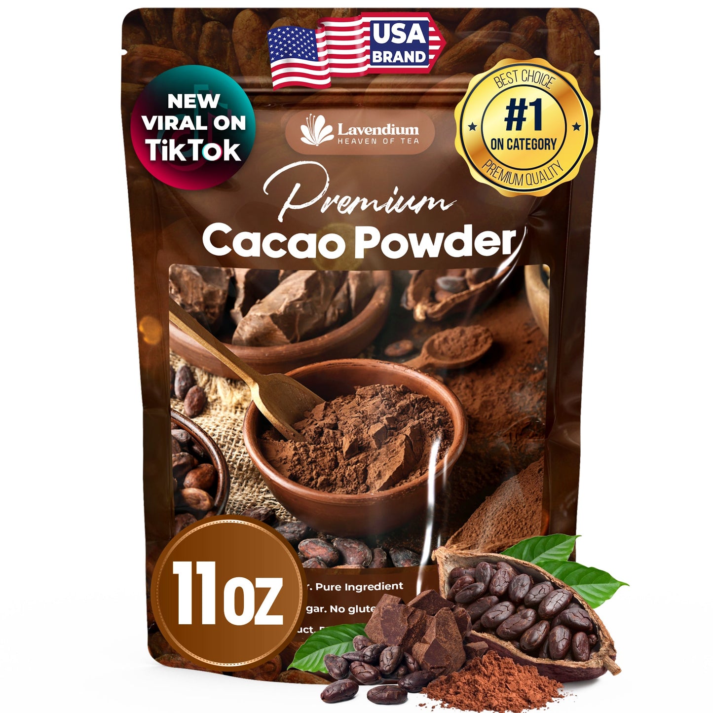 Cacao en polvo, 25 oz (1,56 lb), 100 % natural y puro, sin azúcar, sabor a chocolate intenso, perfecto para hornear y preparar batidos. 