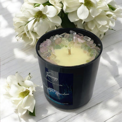 Enchanted Moonlight Garden Crystal Candle | 9oz Coconut-Soy Blend