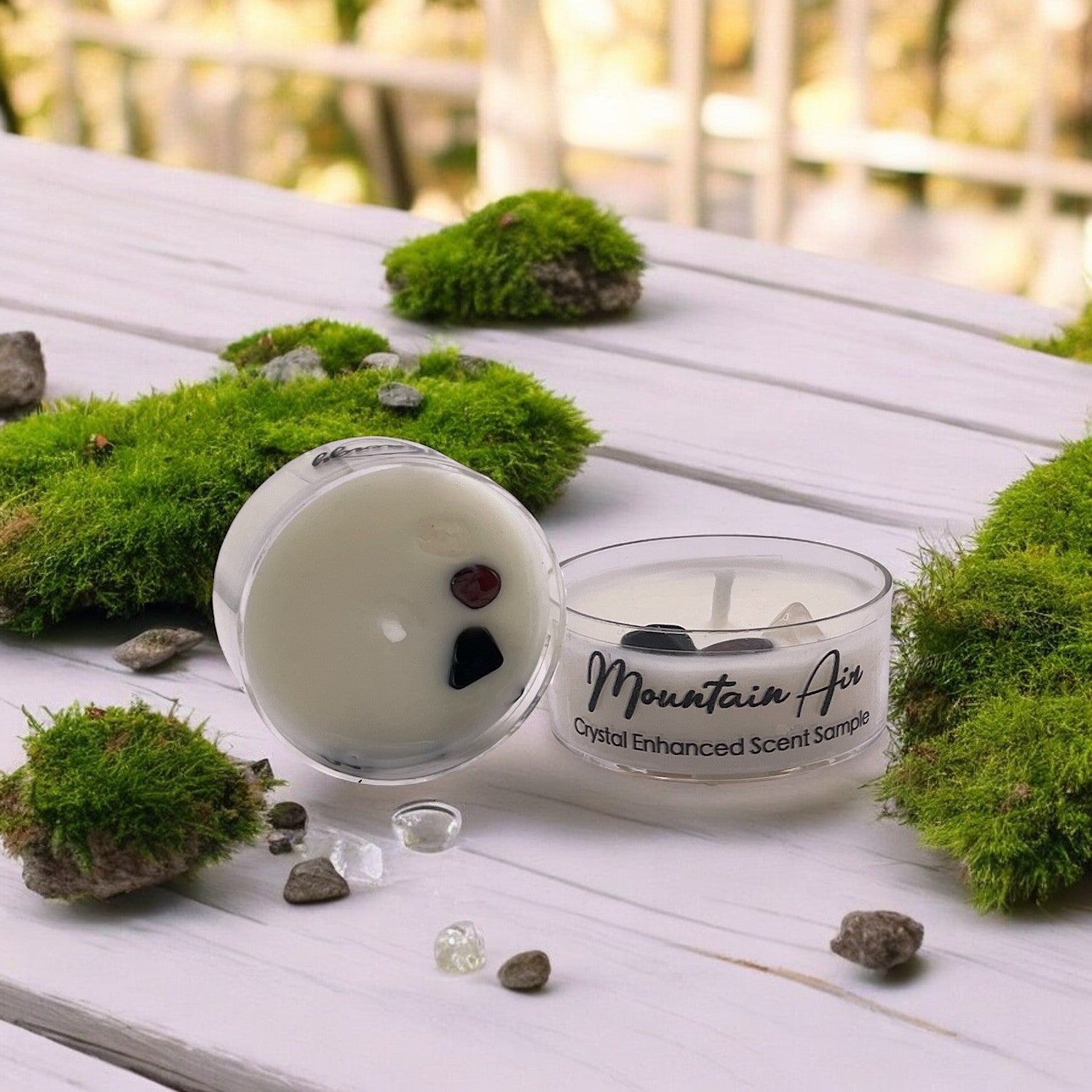 Mountain Breeze, Premium Coconut-Soy Wax Tea Light Crystal Candle, 1oz - Korvel