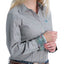 Chic Cream & Grey Striped Button-Up Shirt for Women - Korvel