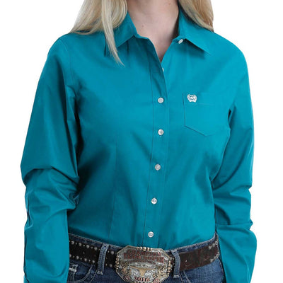 Cinch Women's Teal Button-Up Shirt - Stylish & Comfortable - Korvel