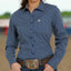 Stylish Women's Cinch Long Sleeve Shirt - Black Diamond Pattern - Korvel