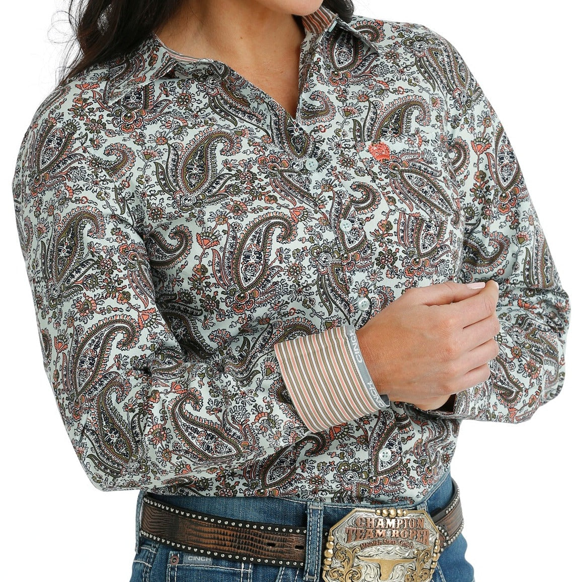 Chic Pastel Paisley Cinch Shirt for Women - Korvel