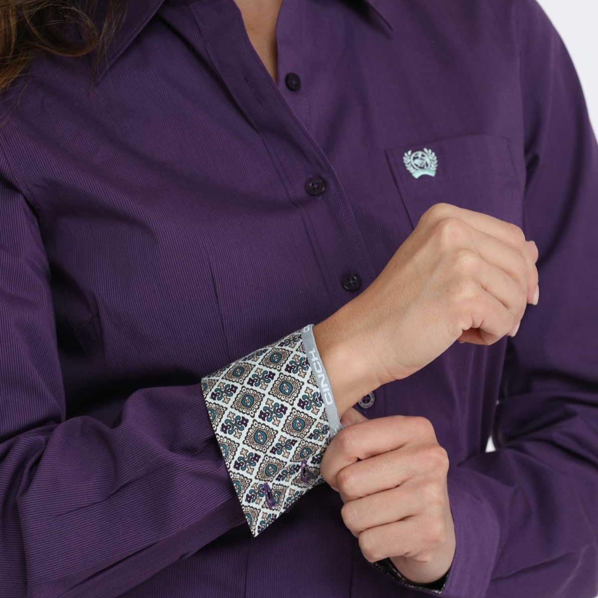 Stylish Purple Stripe Cinch Shirt for Women - Korvel