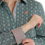 Chic Teal Patterned Cinch Women's Long Sleeve Shirt - Korvel