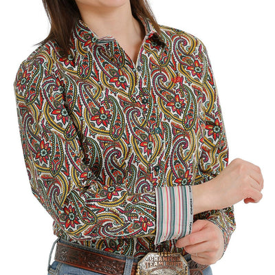 Vibrant Floral Paisley Cinch Shirt for Women - Korvel