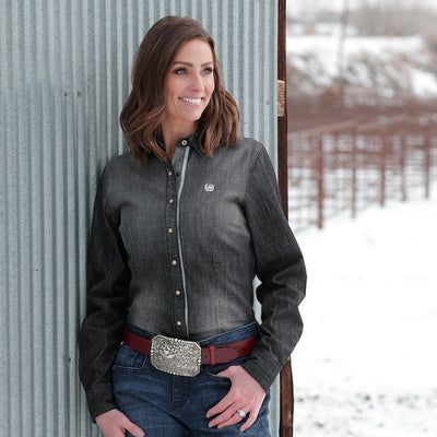 Classic Black Denim Shirt for Women by Cinch - Korvel
