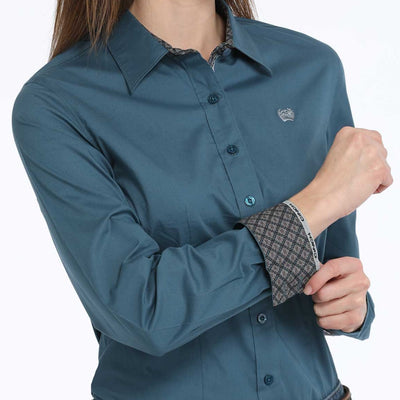 Cinch Women's Teal Stretch Long Sleeve Shirt - Korvel