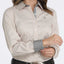 Chic Coral & Grey Striped Women's Button-Up Shirt - Korvel