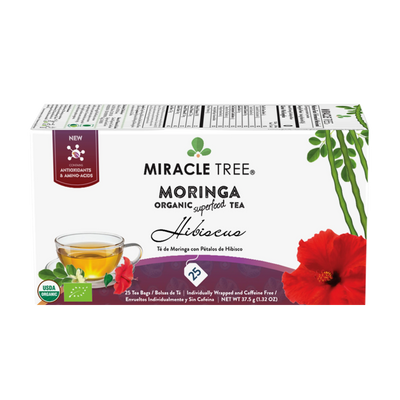 Té Orgánico de Moringa y Hibisco - 25 Bolsitas Envueltas