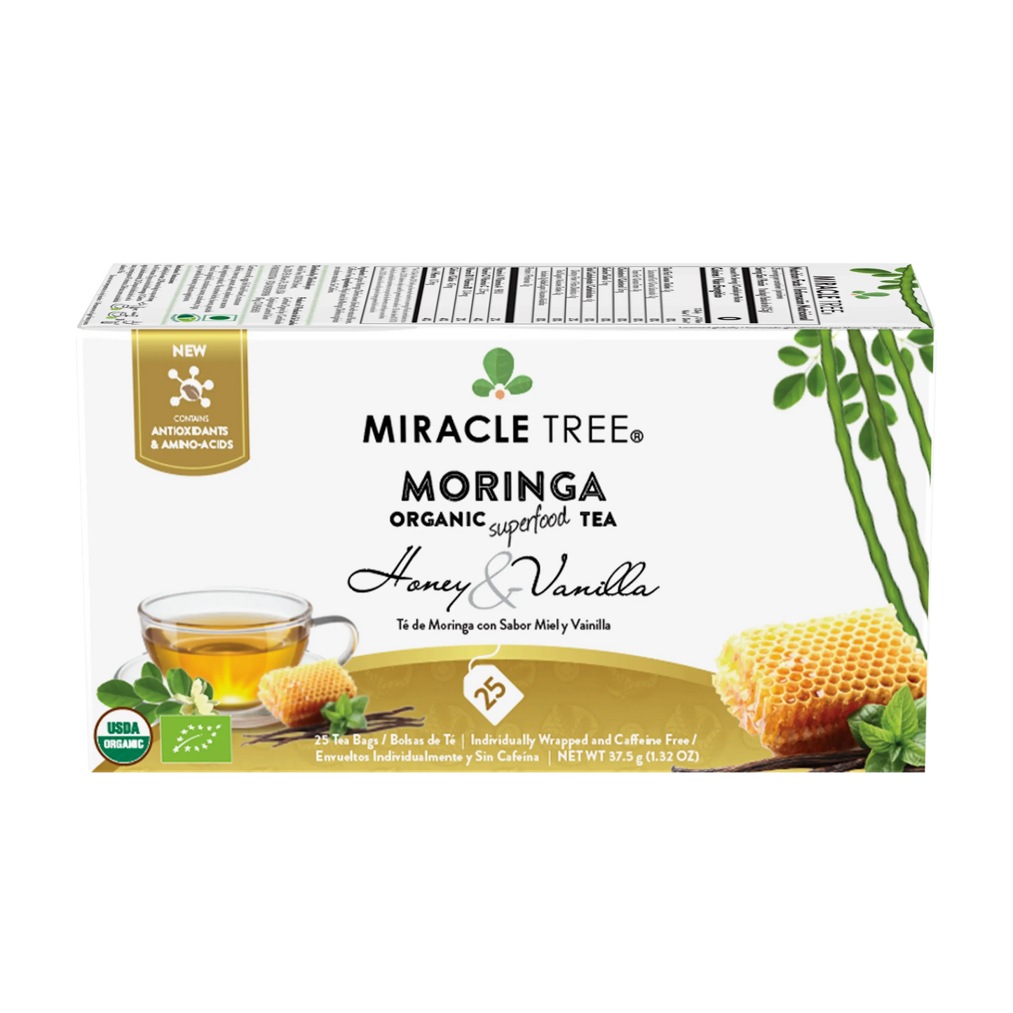 Té Orgánico de Moringa con Miel y Vainilla
