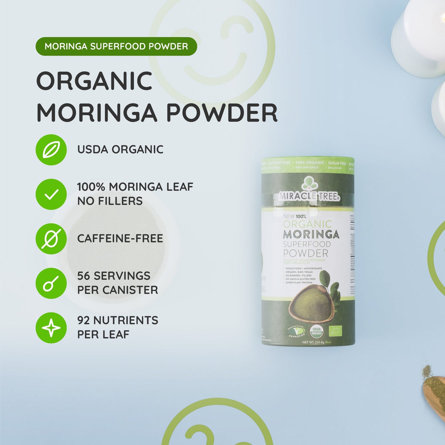 100% Organic Moringa Canister