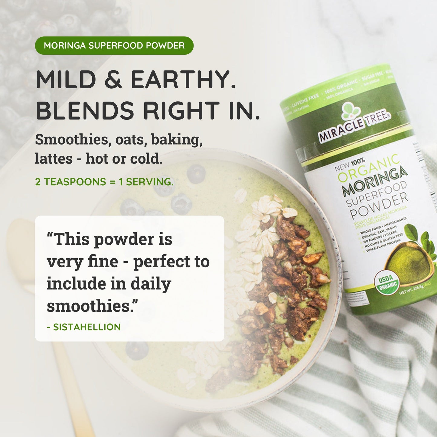 100% Organic Moringa Canister