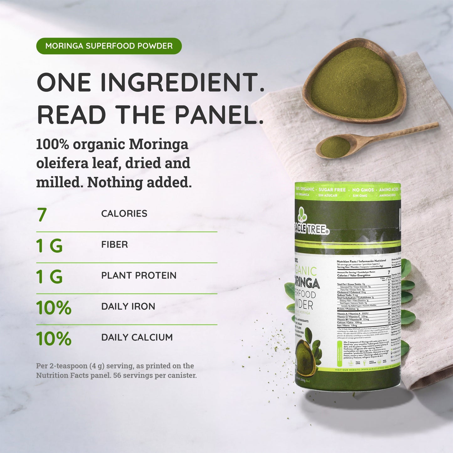 100% Organic Moringa Canister