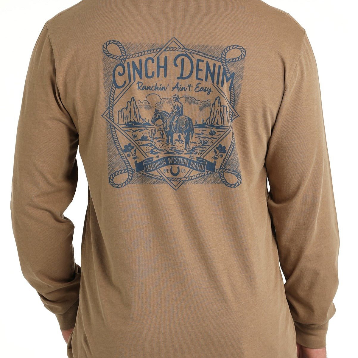 Cinch Men's Khaki Long Sleeve Tee - Ranch Ready Style - Korvel