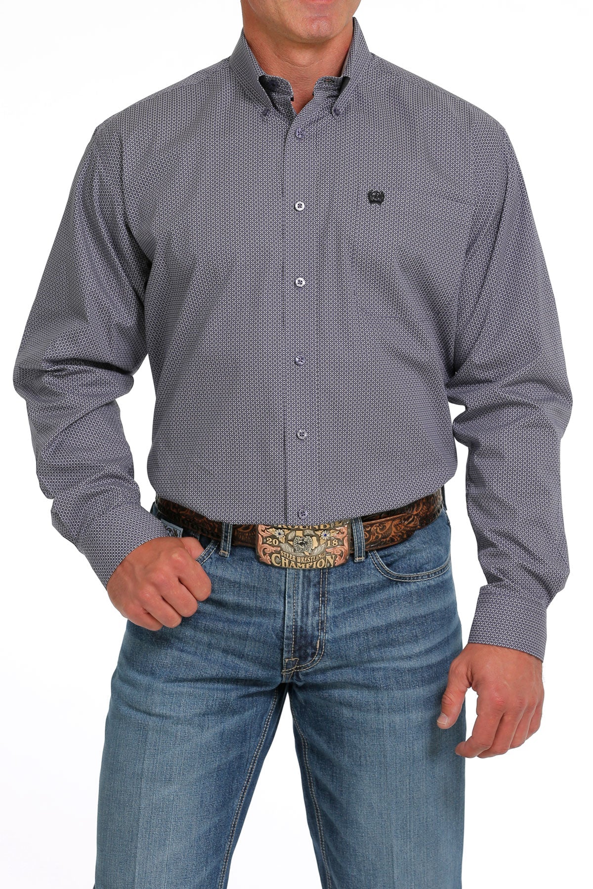 Cinch Men's Long Sleeve Purple Diamond Shirt - Korvel