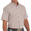 Cinch Men's Short Sleeve Plaid Shirt in White and Earth Tones - Korvel