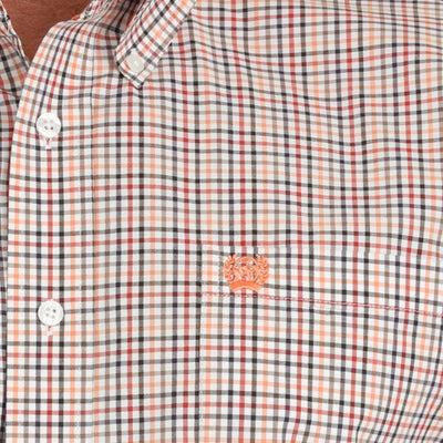 Cinch Men's Short Sleeve Plaid Shirt in White and Earth Tones - Korvel