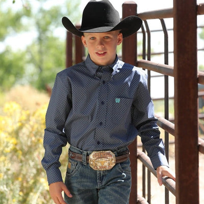 Stylish Navy Blue Cinch Shirt for Boys - Korvel