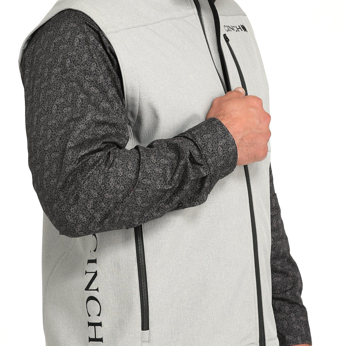 Men's Light Grey Cinch Vest - Stylish & Functional Outerwear - Korvel