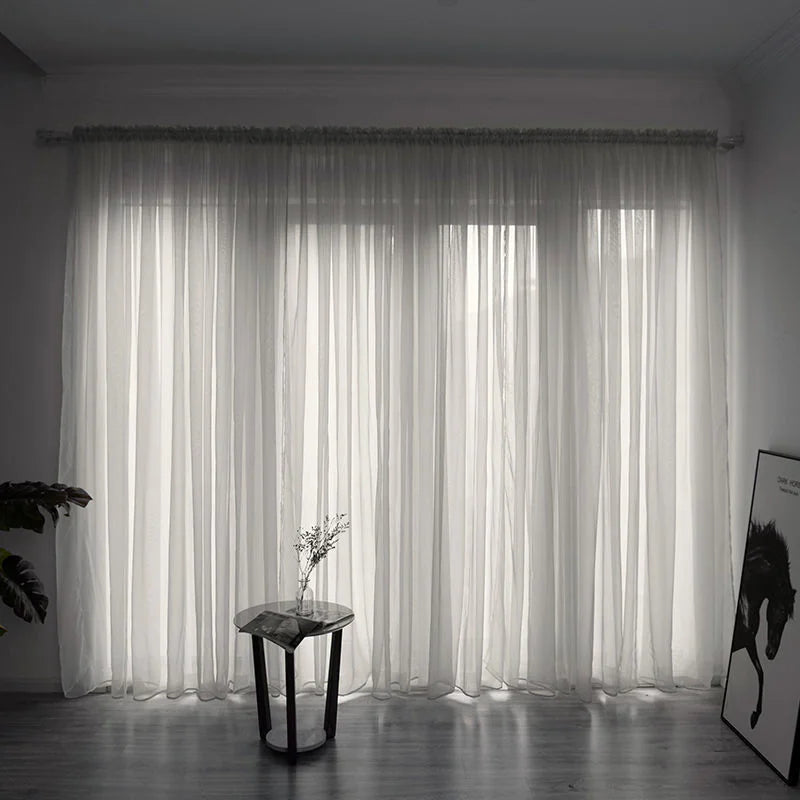 Simple Modern Solid Color Gauze Curtain for Balcony