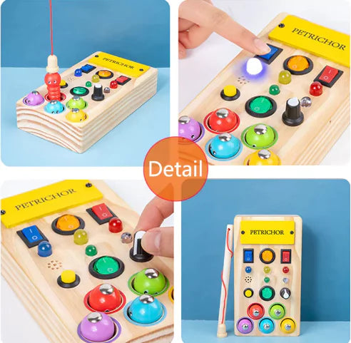 Tablero Ocupado de Madera LED Bright Start – Juguete Educativo Atractivo