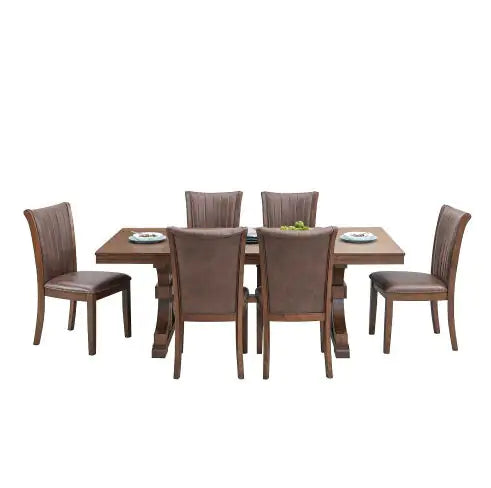 Mesa de Comedor de Madera de Caucho de Estilo Moderno de Mediados de Siglo para 6-8 Personas