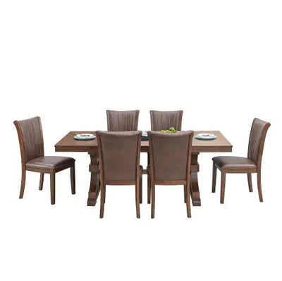 Mid Century Modern Rubber Wood Dining Table for 6-8
