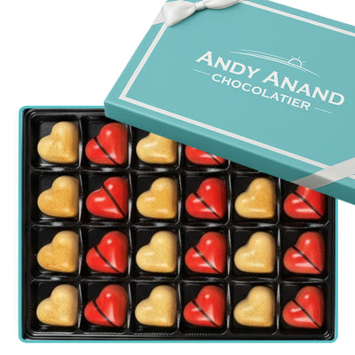 Andy Anand Gluten-Free 60% White Chocolate Heart Gift Box – 24 Pieces
