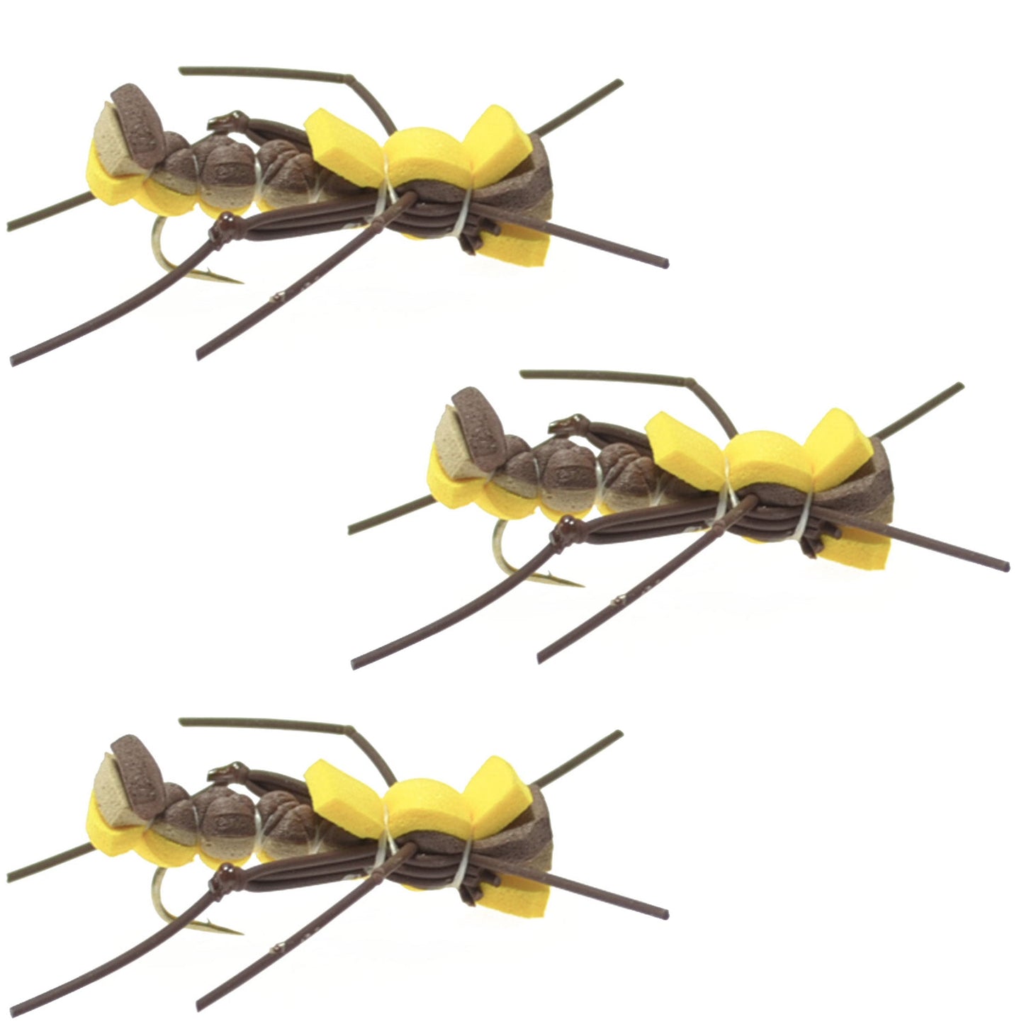 Mantis BLT Foam Body Grasshopper Fly - Size 10 (3 Pack) - Korvel
