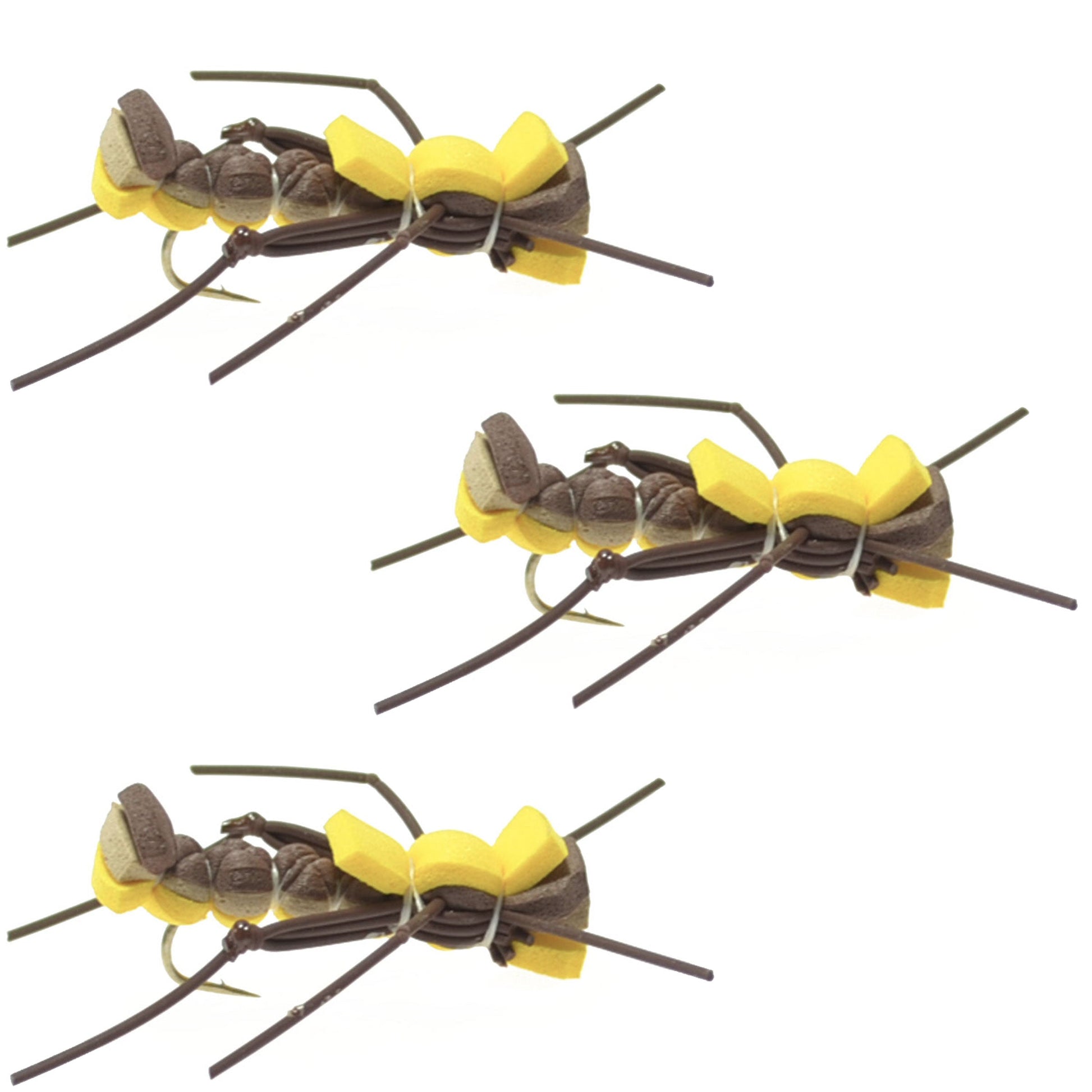 Mantis BLT Foam Body Grasshopper Fly - Size 10 (3 Pack) - Korvel