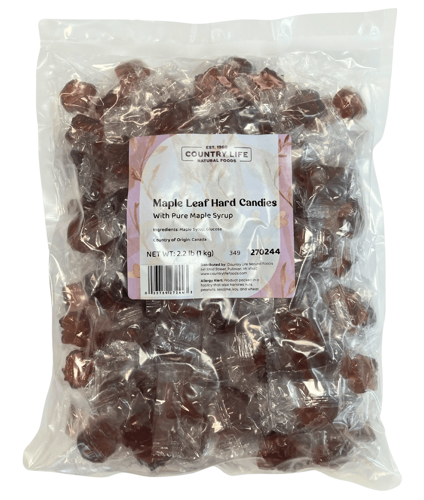 Individually Wrapped Maple Leaf Hard Candies - Pure Maple Delight - Korvel