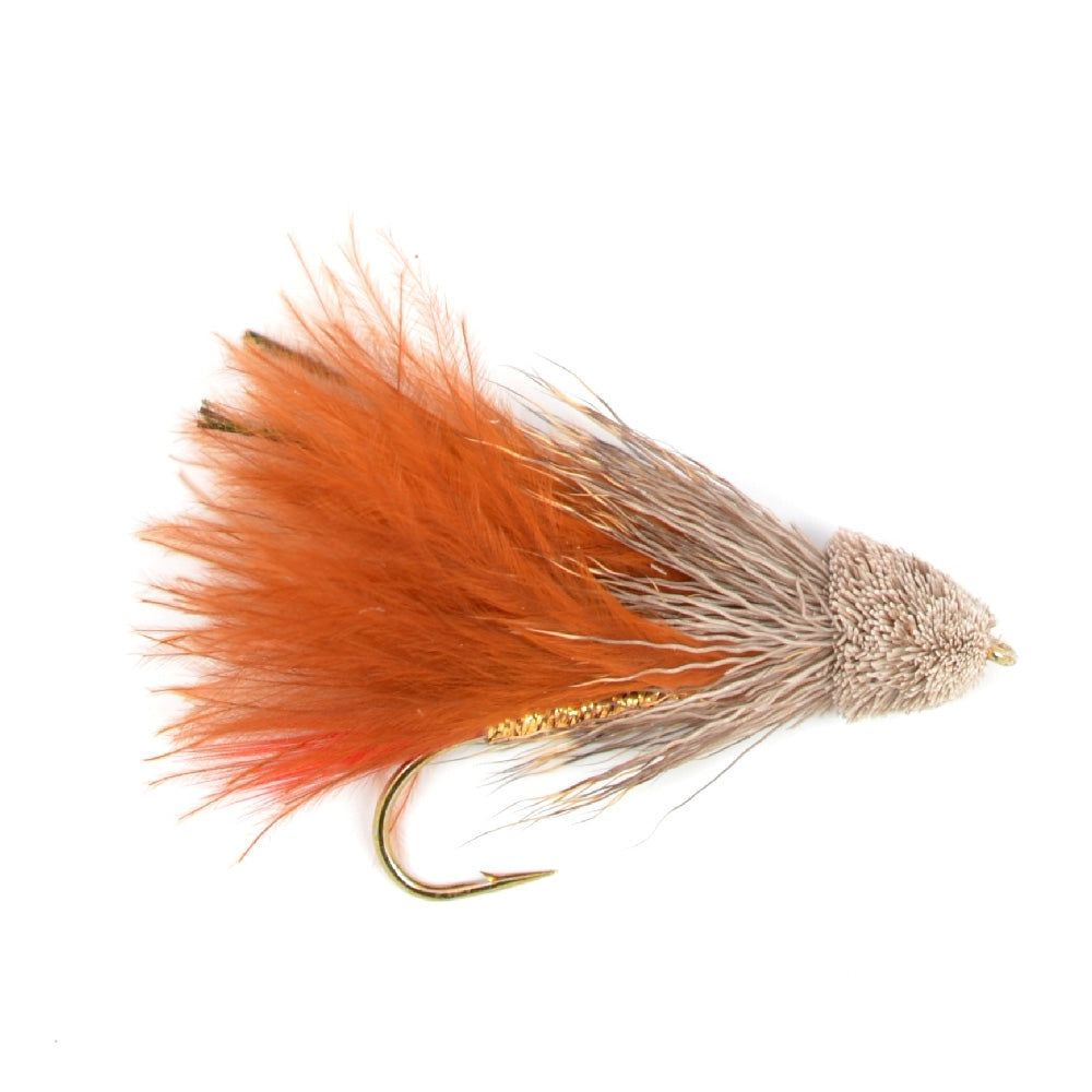 Moscas de streamer Muddler Minnow de marabú marrón - 4 moscas de pesca con mosca - Anzuelo tamaño 8 