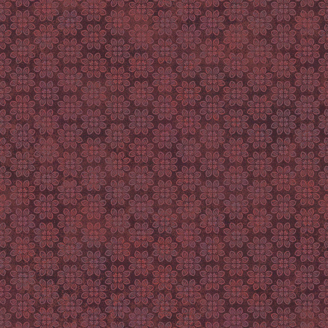 Maroon Operetta Tiny Flowers Cotton Fabric 43"/44" Per Yard