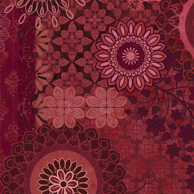 Tissu en coton patchwork bordeaux et rouge Operetta - 43"/44" par yard