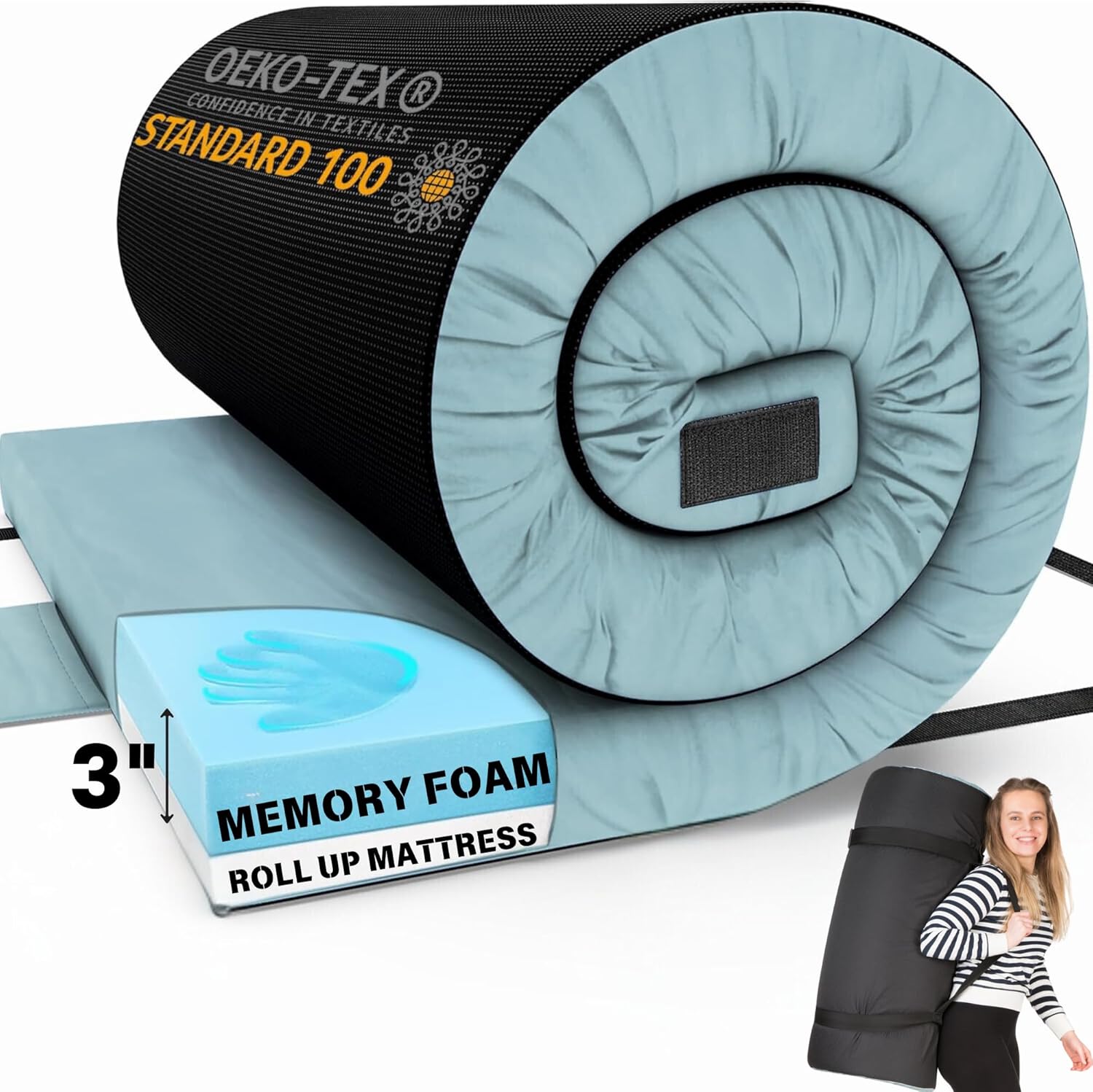 Hazli Ultra Comfort Air-Cell Memory Foam Camping Mattress - Korvel