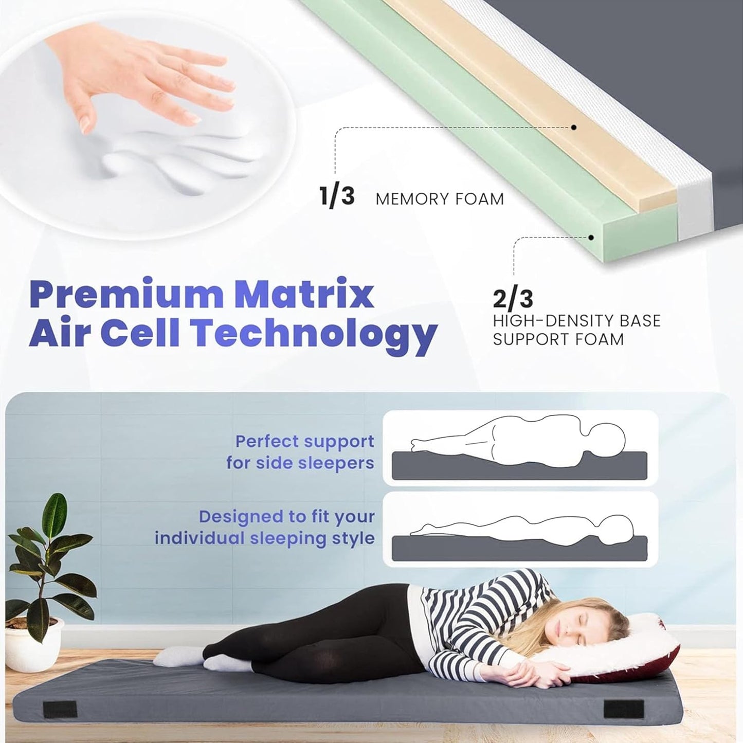 Hazli Ultra Comfort Air-Cell Memory Foam Camping Mattress - Korvel