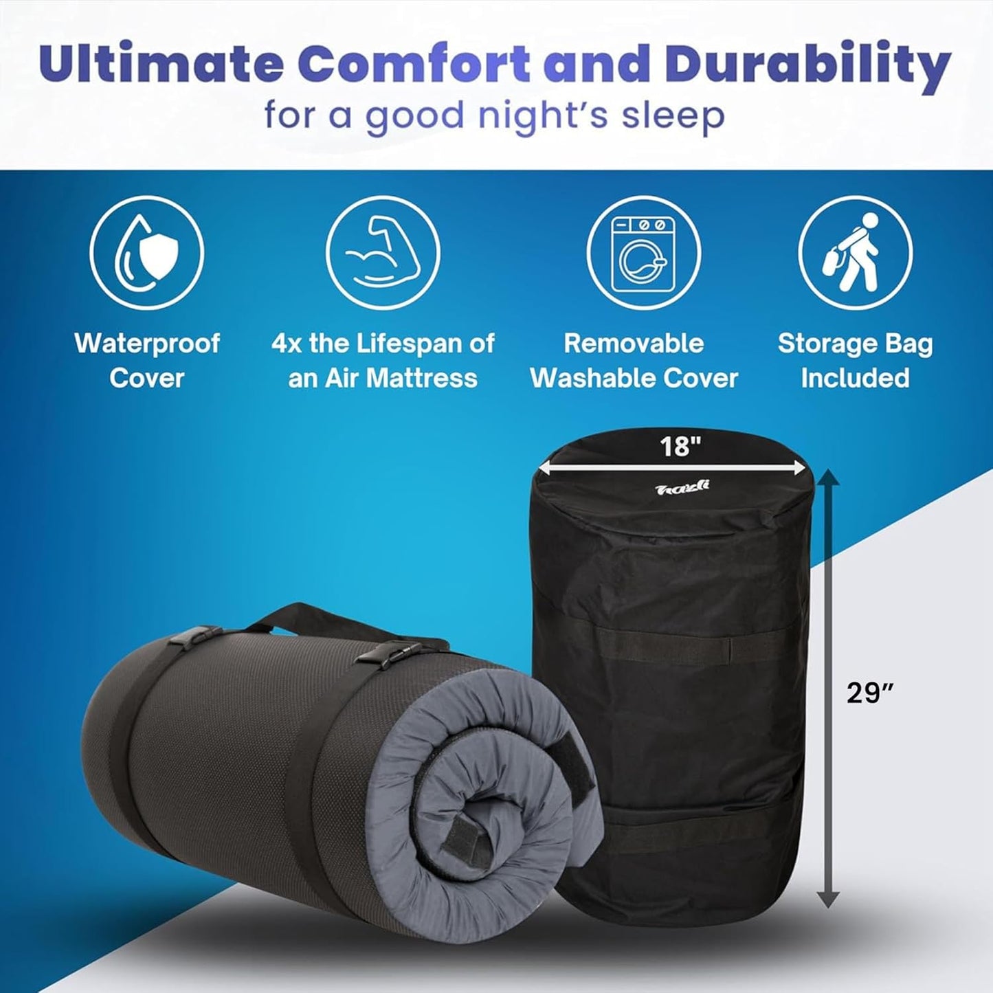 Hazli Ultra Comfort Air-Cell Memory Foam Camping Mattress - Korvel