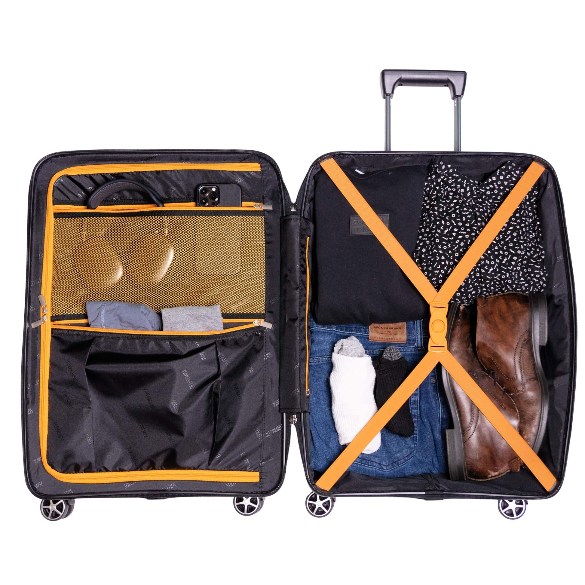 Premium 24-Inch Black Hardcase Spinner Luggage with TSA Lock - Korvel