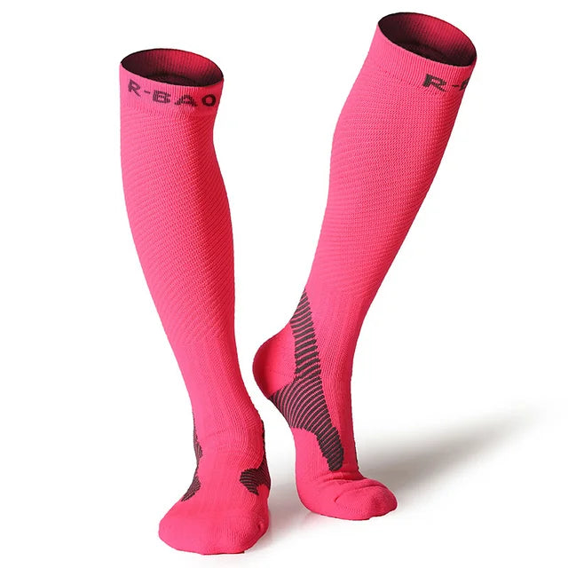 Men/Women Leg Support Stretch Sport Socks Compression Knee High Socks High-quality Runing Marathon Cycling Sock - Korvel