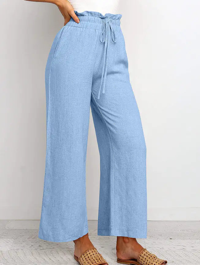 Pantalones Harem de Pierna Ancha con Cintura Elástica - Estilo Corto