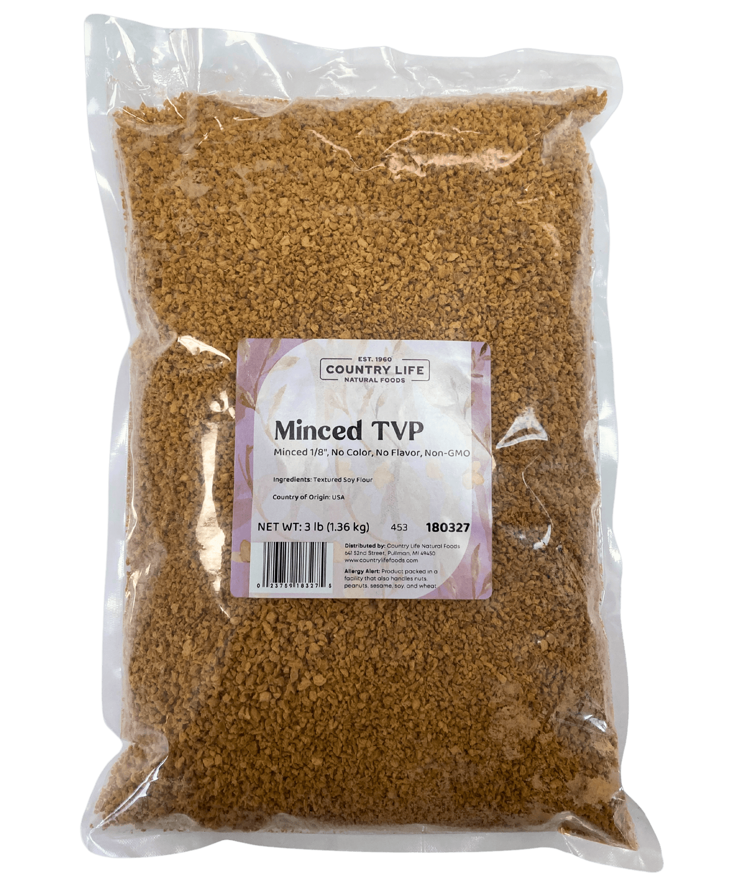 Non-GMO TVP Minced Soy Protein, 1/8" Pieces, No Additives - Korvel